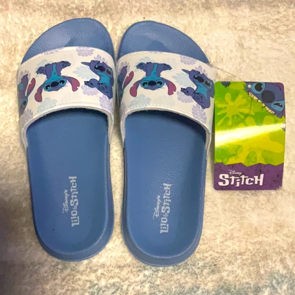 NWT Disney Lilo & Stitch blue Slide Sandals flat shoes size 6